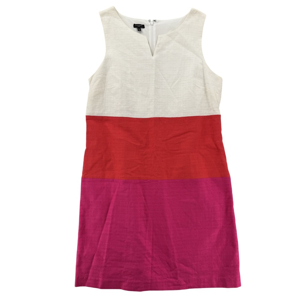 Talbots Dress Womens 16P Petite Colorblock Sleevelessโ Red Pink White Sheath